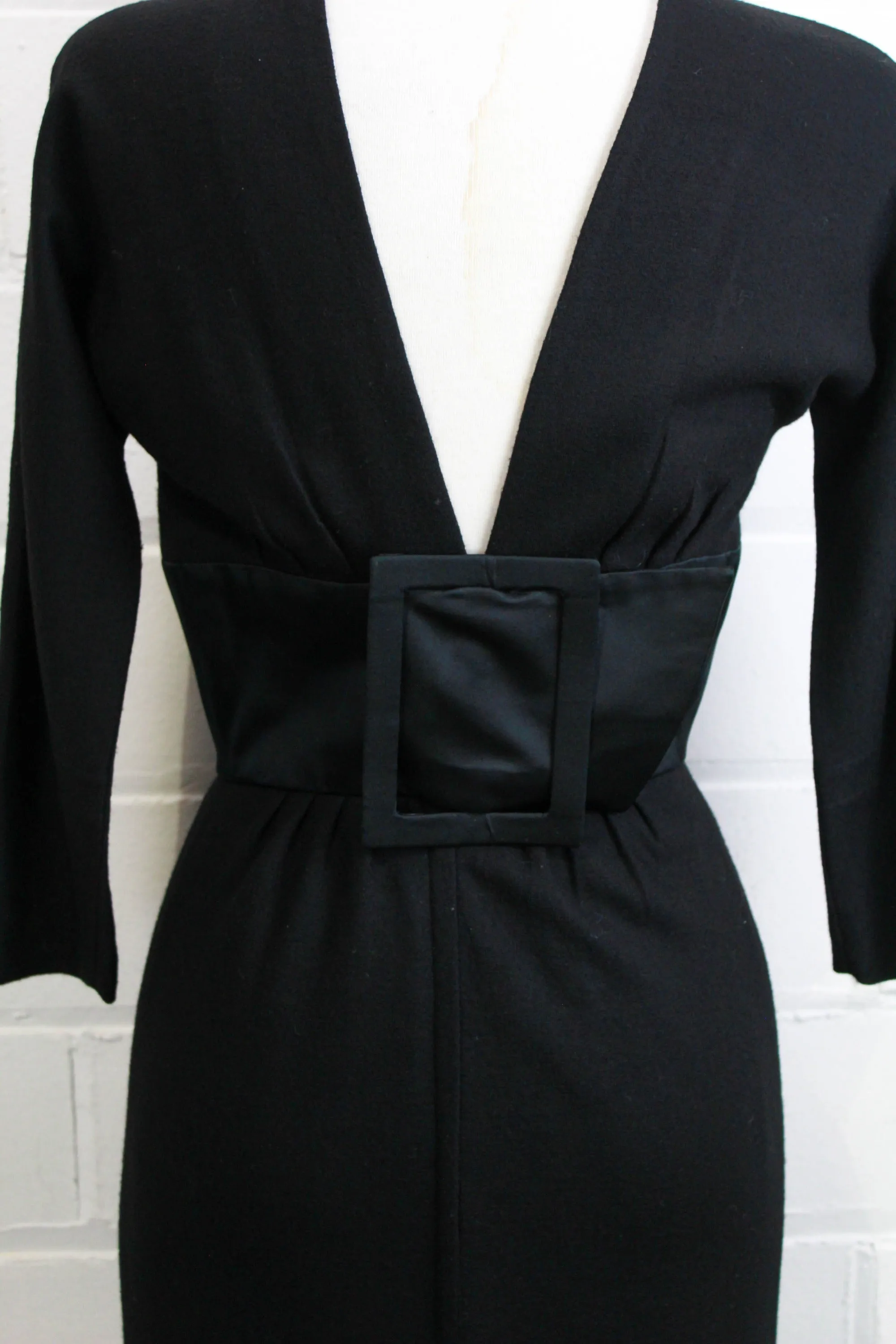 1960s Luis Estevez Black Cocktail Dress, Small