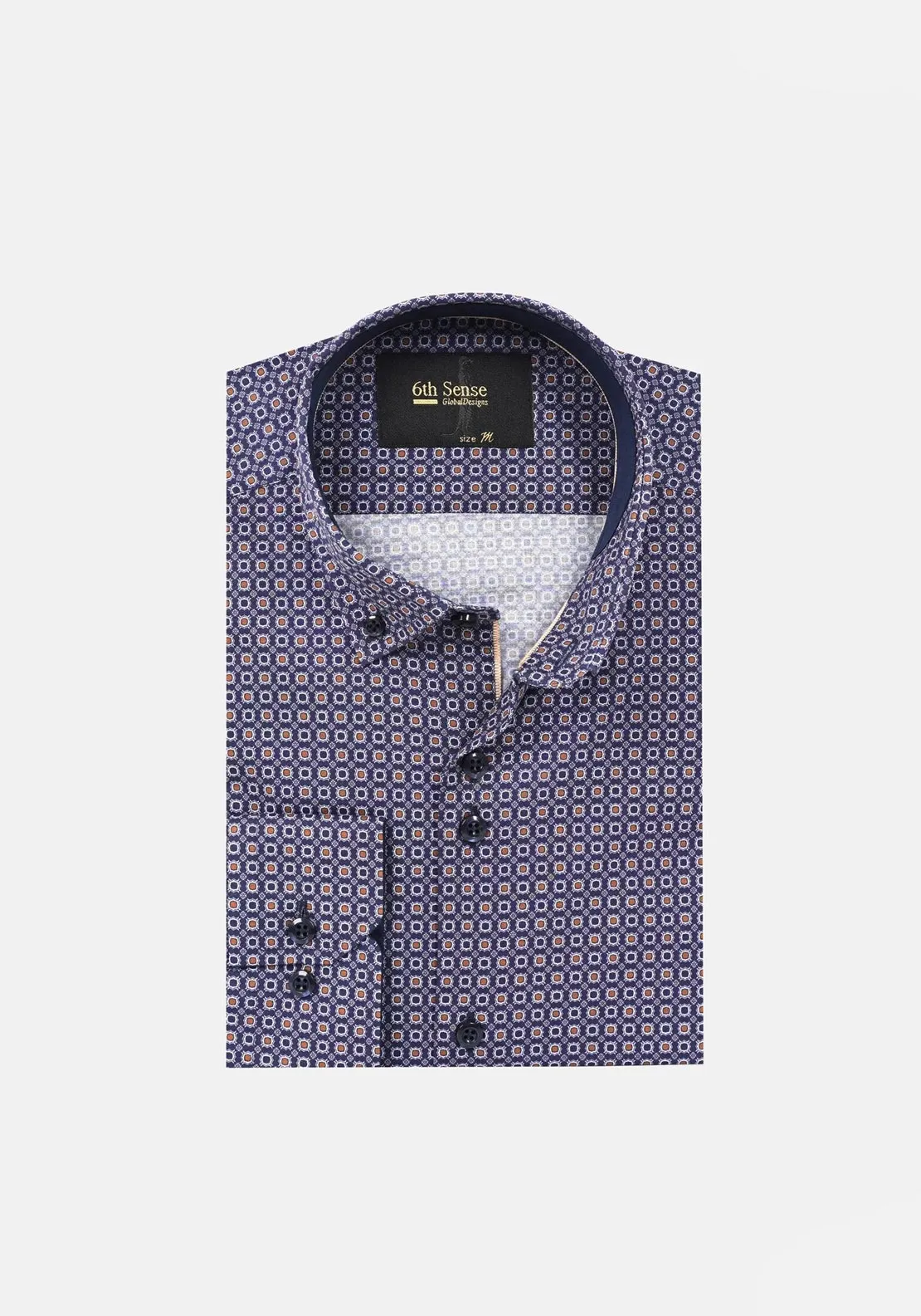 6th Sense Regular Fit Print Shirt, Navy 16