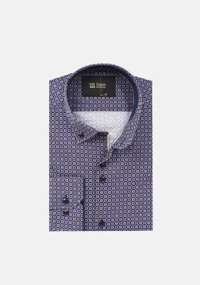 6th Sense Regular Fit Print Shirt, Navy 16