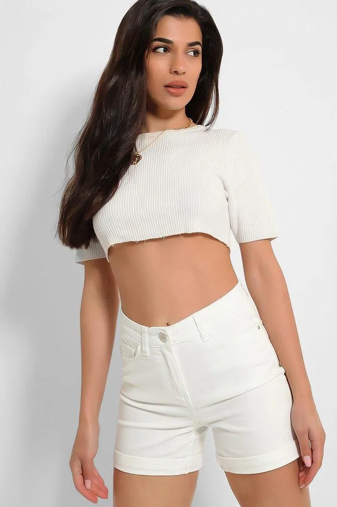 Absolute White Mid Rise Denim Hotpants