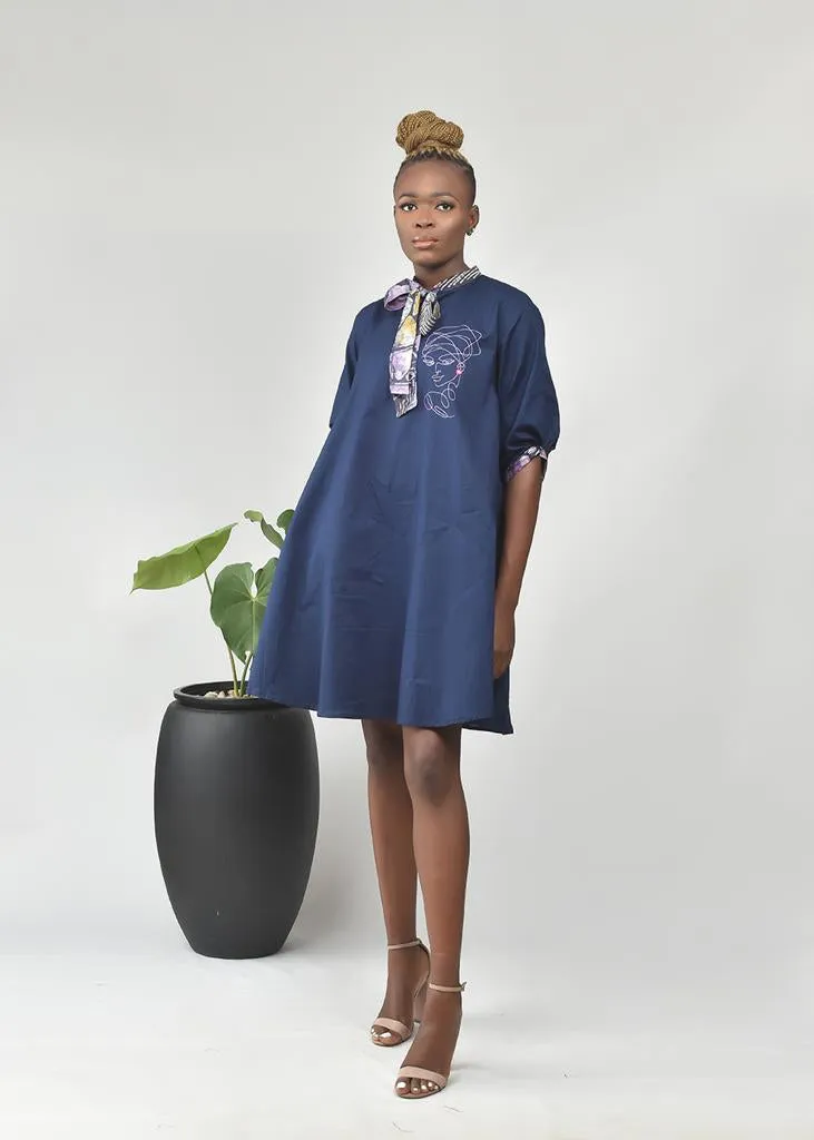 Aimas Bikutsi shirt dress with Adire tie detail and line-gentle woman image