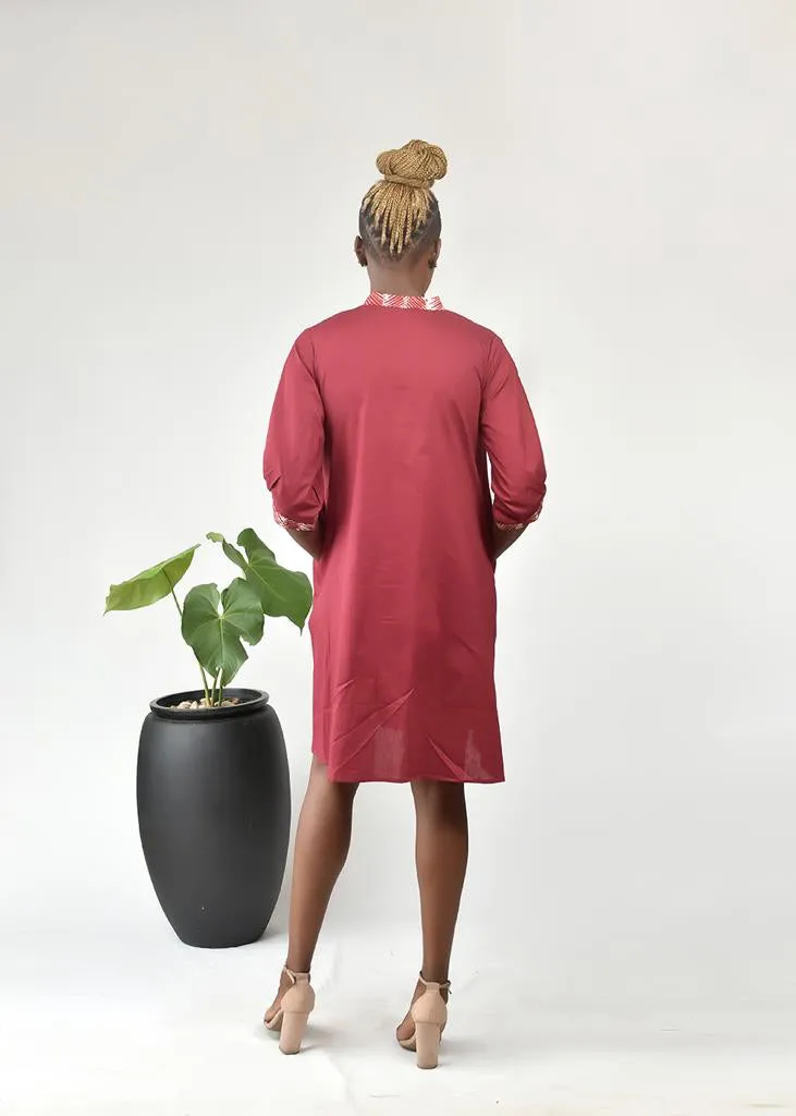 Aimas Bikutsi shirt dress with Adire tie detail and line-gentle woman image