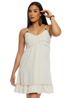 Almost Famous Ruched Beaded Strap Sundress