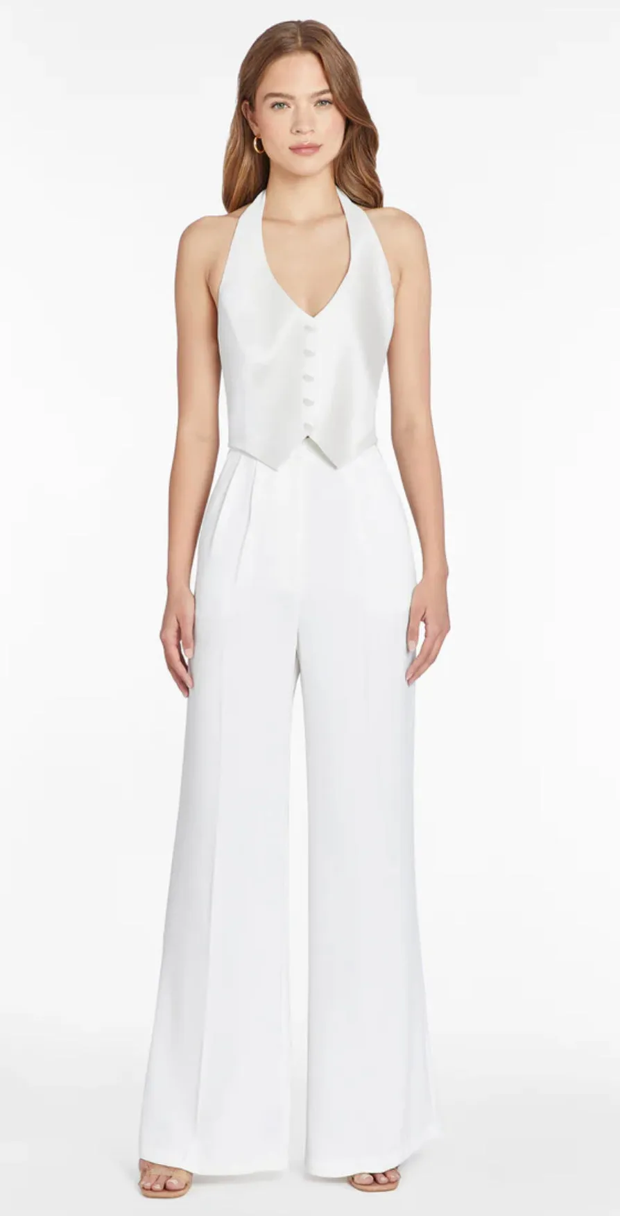 Amanda Uprichard - Isadore Satin Jumpsuit - Ivory