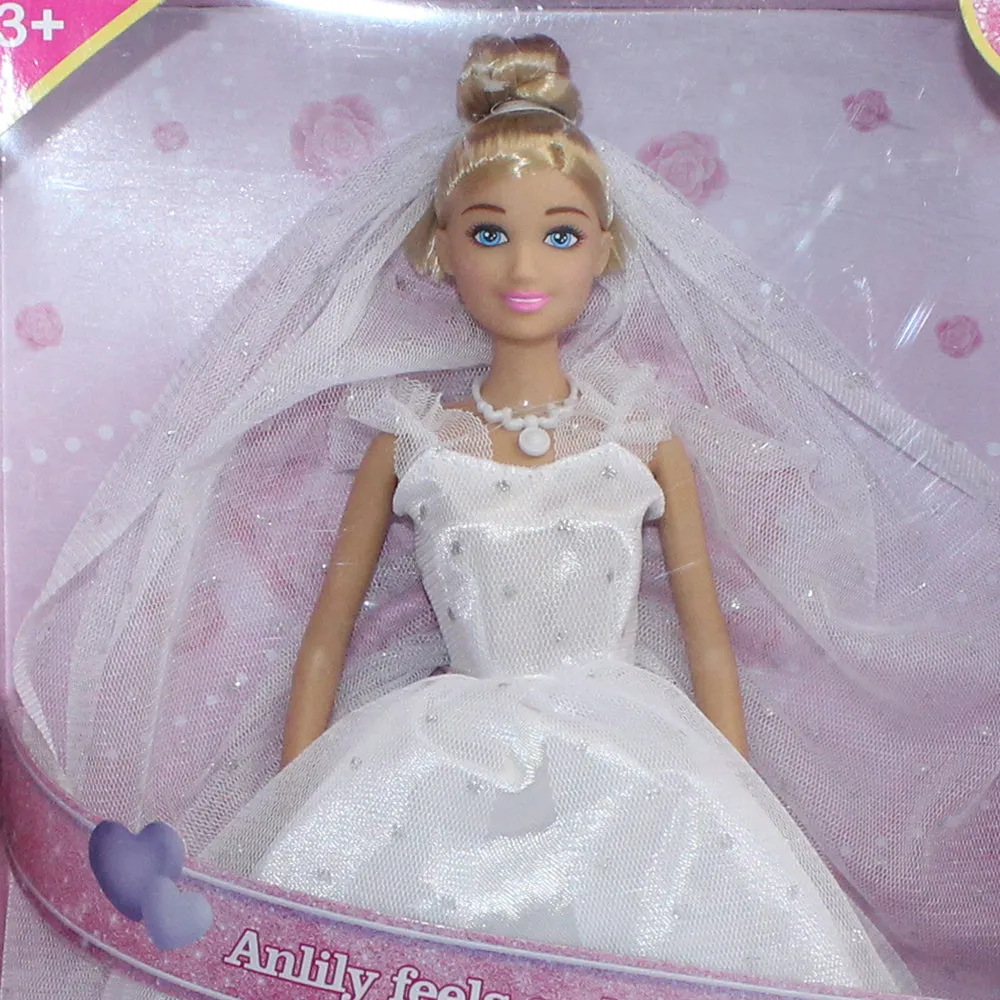 Anlily Bride Doll White Wedding Dress