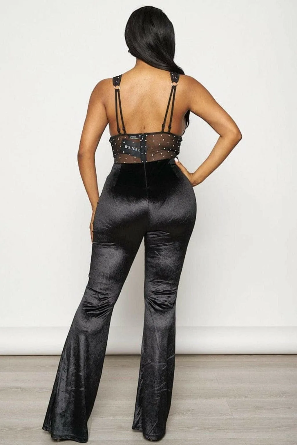 Band Waist Poplin Velvet Jumpsuits