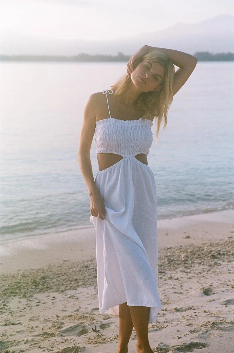 BELEZA Midi Dress - white linen