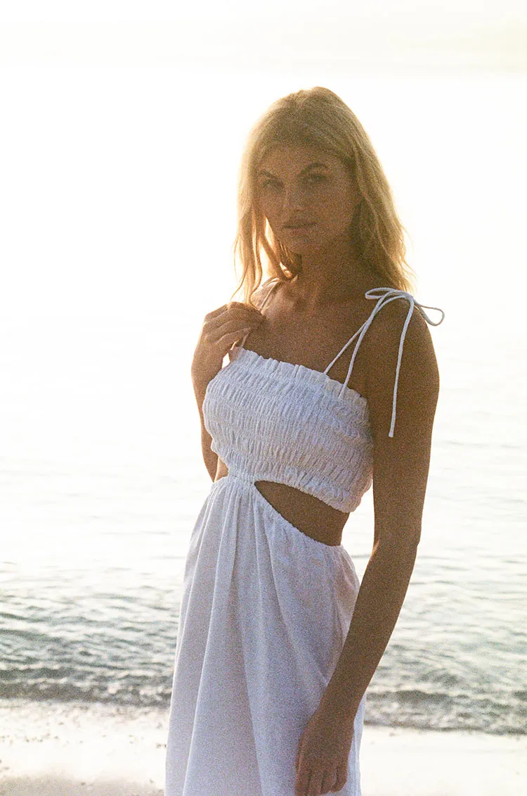 BELEZA Midi Dress - white linen