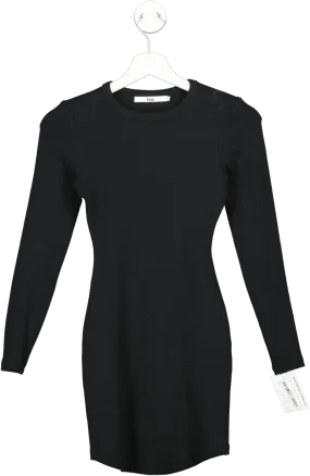 BOA Black Heavy Ribbed Long Sleeve Mini Dress UK XS