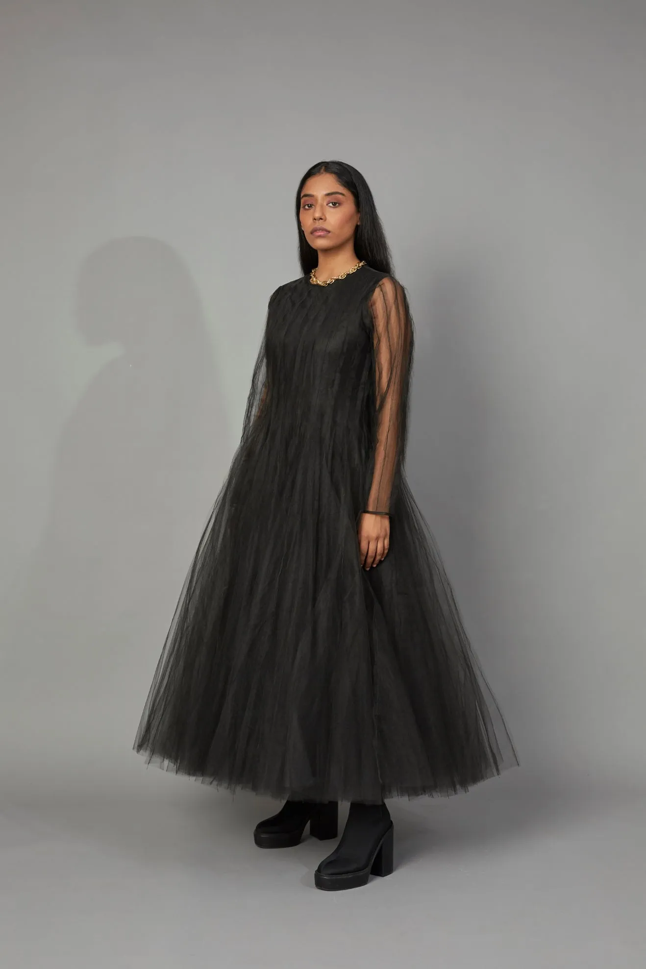 BOTTLE BRUSH TULLE DRESS BLACK