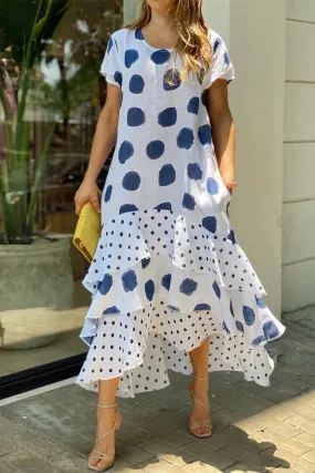 Casual Dot Patchwork Printed Dress Dresses(10 Colors)