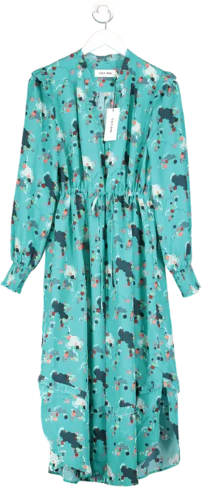 Cefinn Blue Stella Silk Midi Dress Cloud Print UK 12