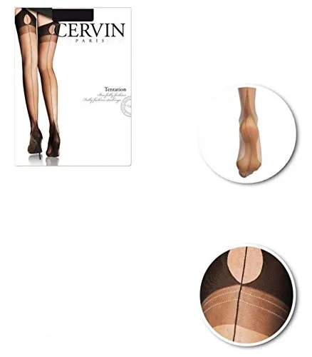 Cervin Women's Tentation fully fashioned stockings medium (5'1-5'4, 155-163 cm) black