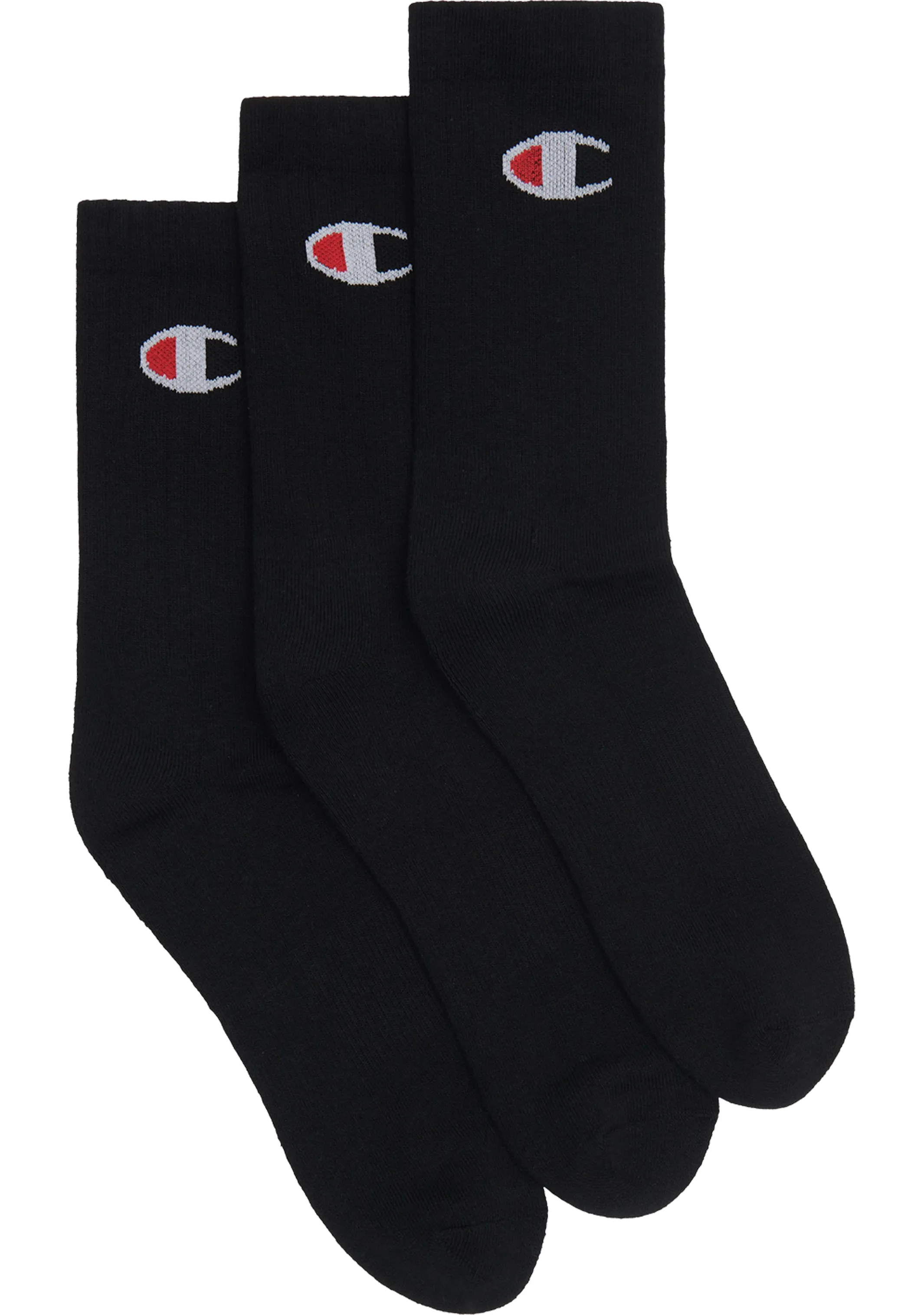 Champion C Logo Sport Crew Socks 3 Pack <br> SXQE3N Black