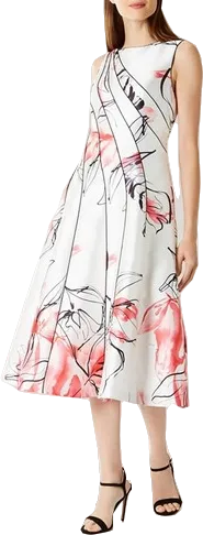 Coast White Hayley Floral Print Seamed Full Midi Dress BNWT UK 10