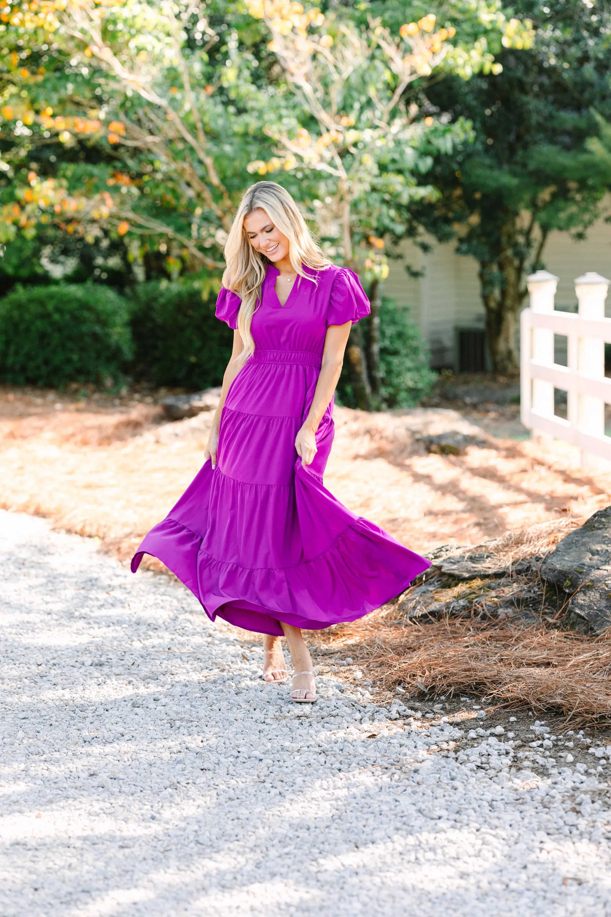 Coming Back For You Violet Purple Tiered Midi Dress