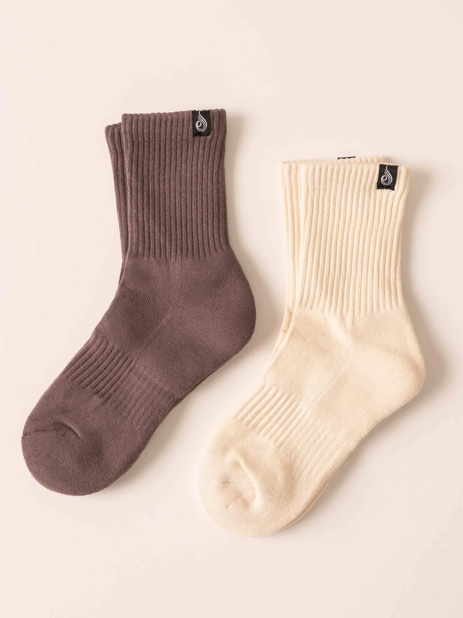 Crew Socks - Vanilla/Taupe