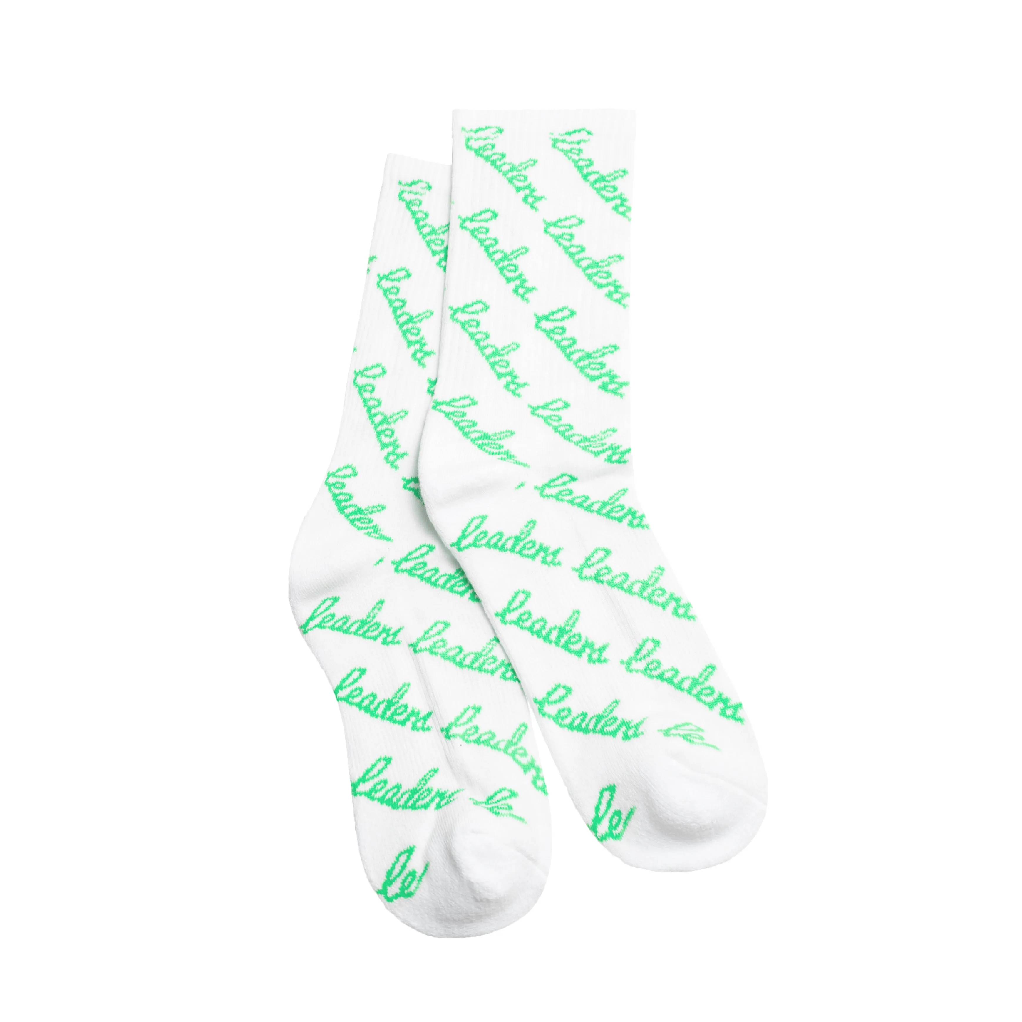 Cursive Socks White/Lime