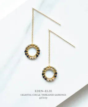 EDEN   ELIE Celestia Circle Threader Earrings - Galaxy