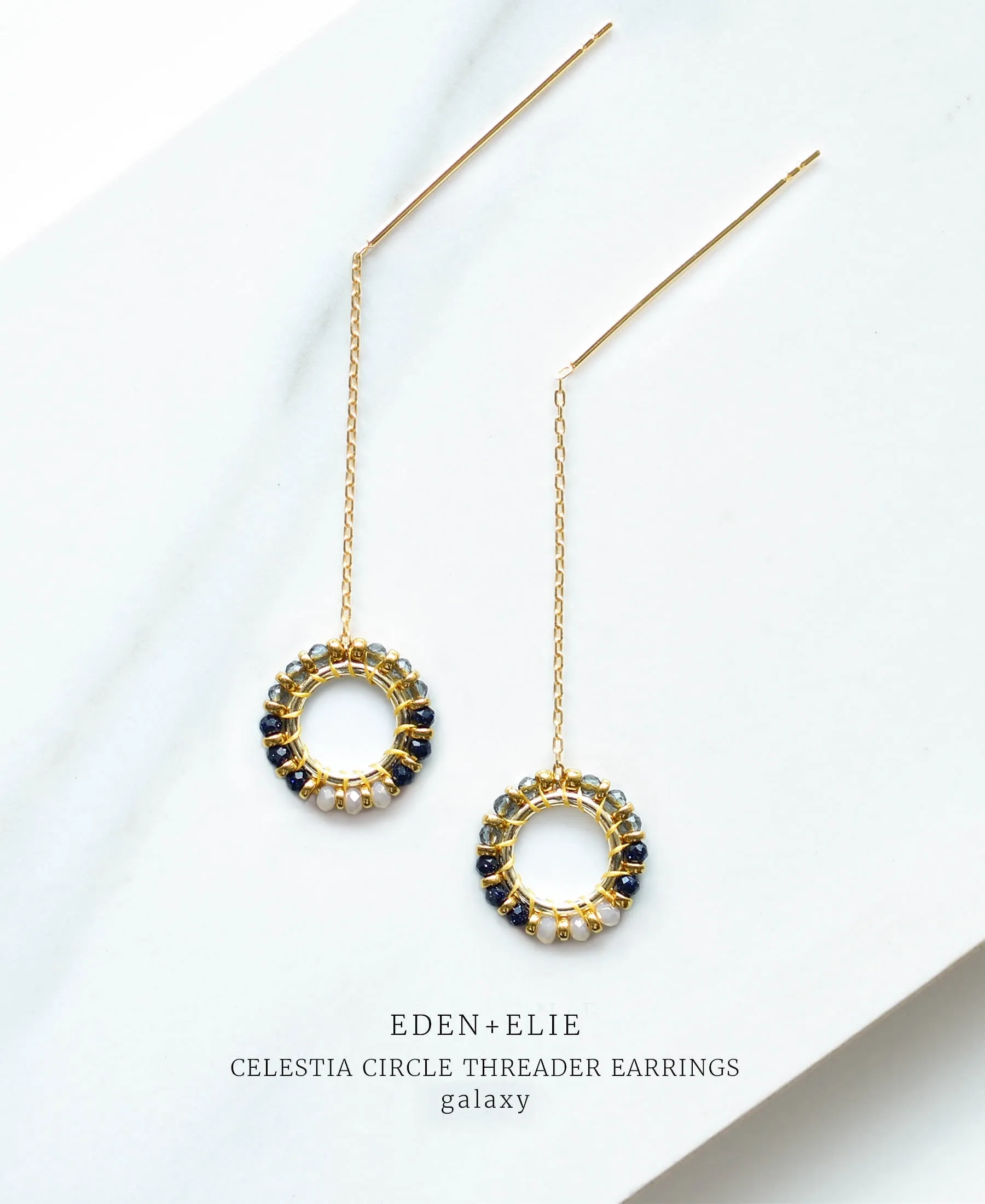 EDEN   ELIE Celestia Circle Threader Earrings - Galaxy