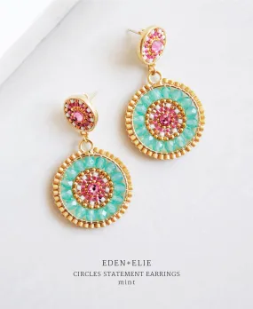 EDEN   ELIE double circle statement drop earrings - mint green