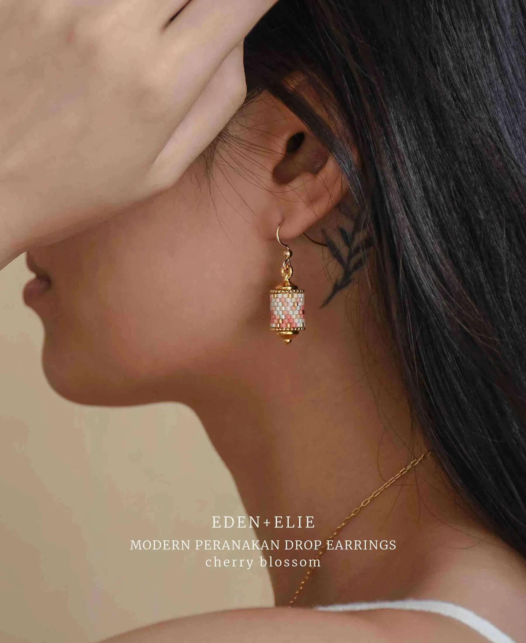 EDEN   ELIE Modern Peranakan drop earrings - cherry blossom