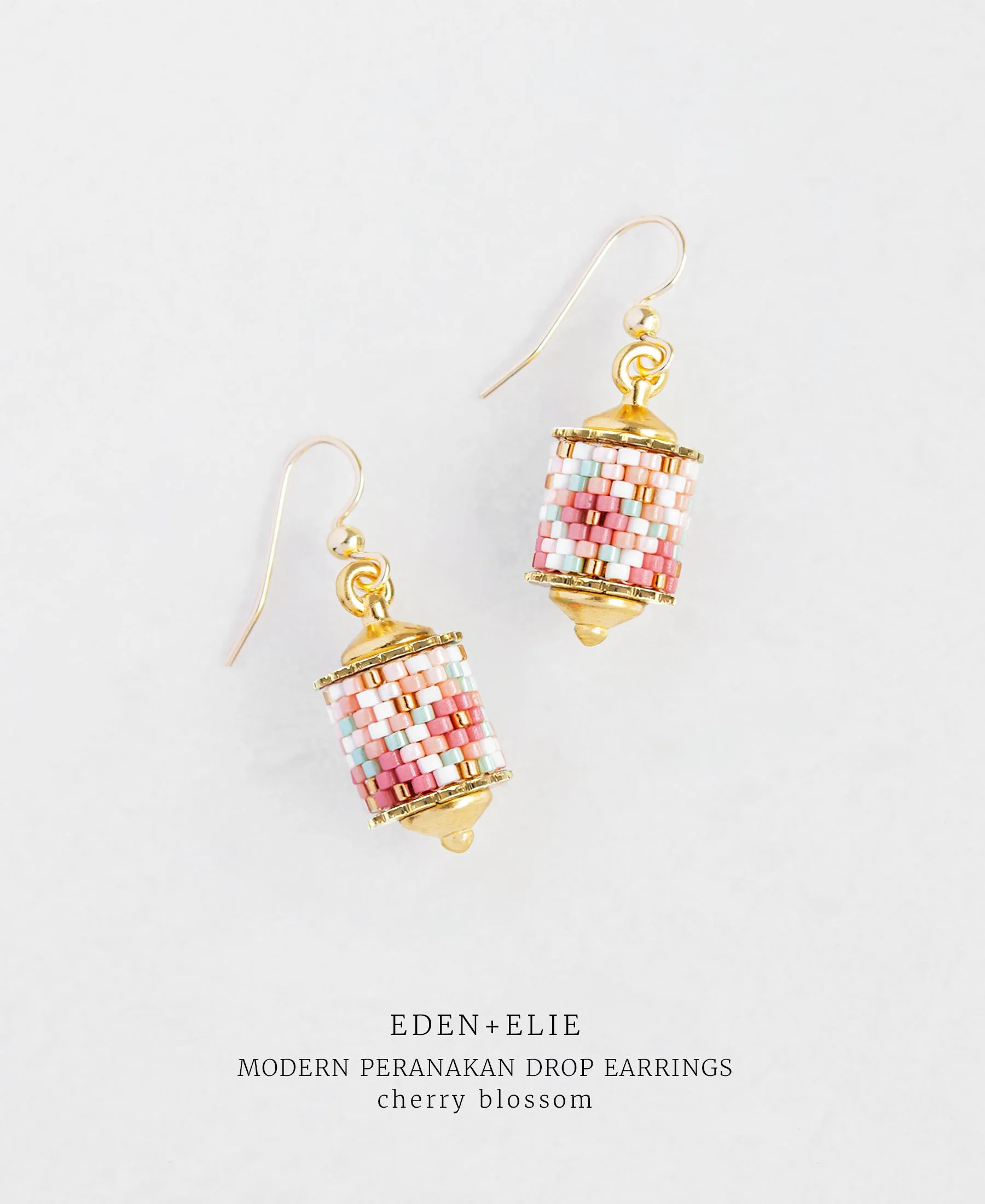 EDEN   ELIE Modern Peranakan drop earrings - cherry blossom