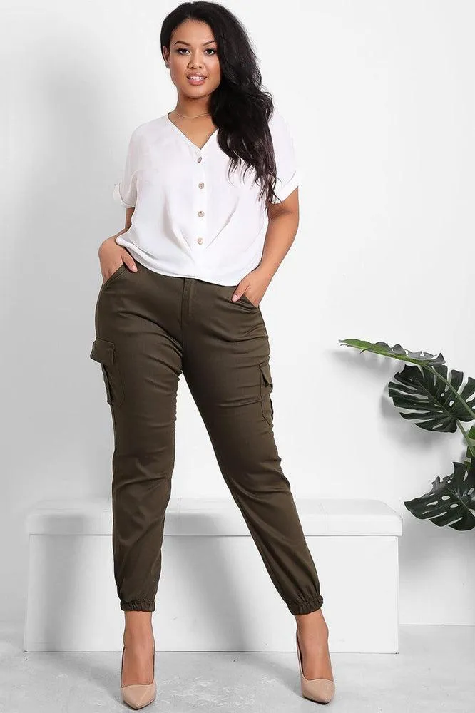 Elastic Bottom Utility Pockets Cargo Trousers