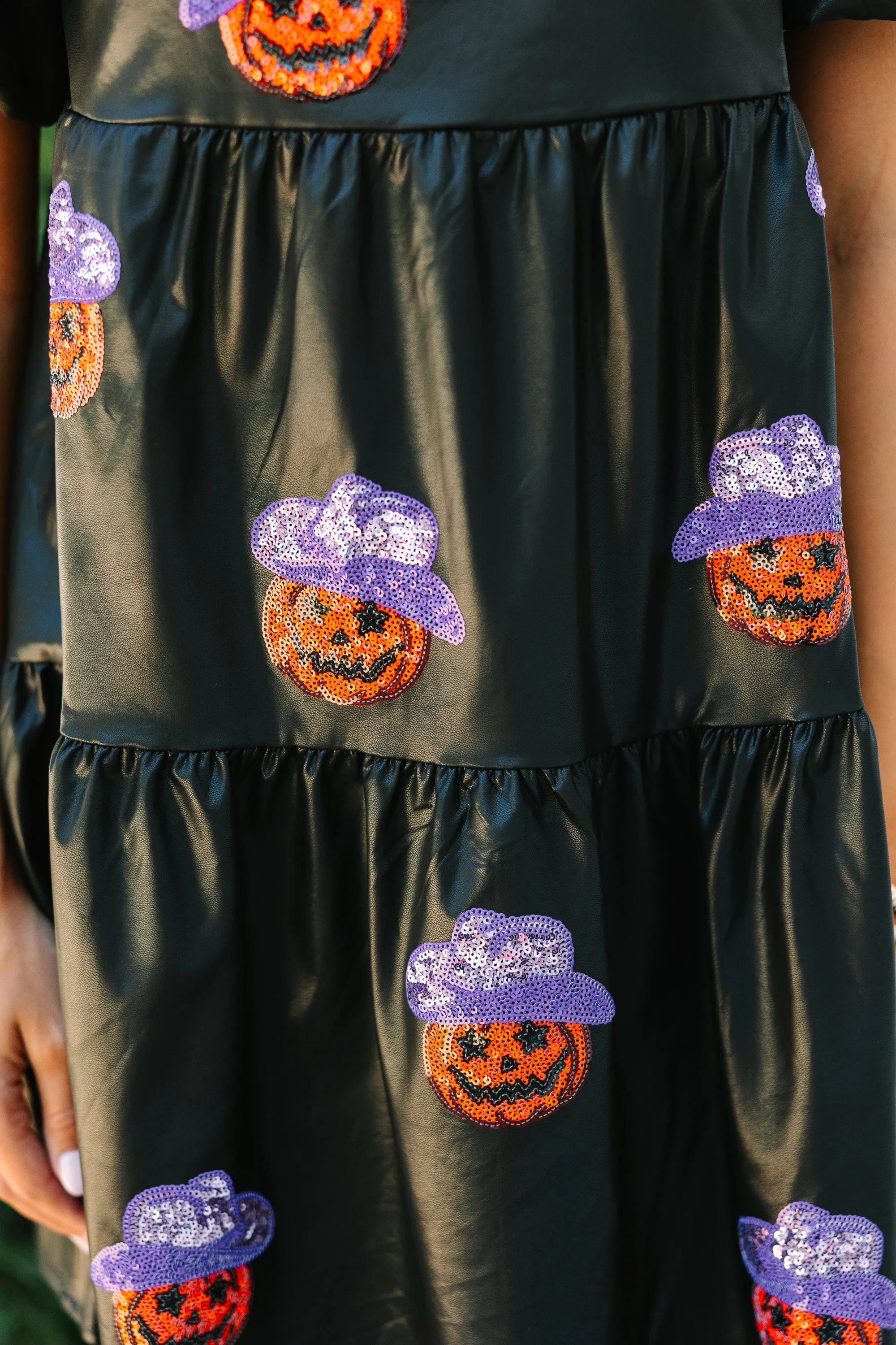 Feels Like Fall Black Pumpkin Babydoll Dress