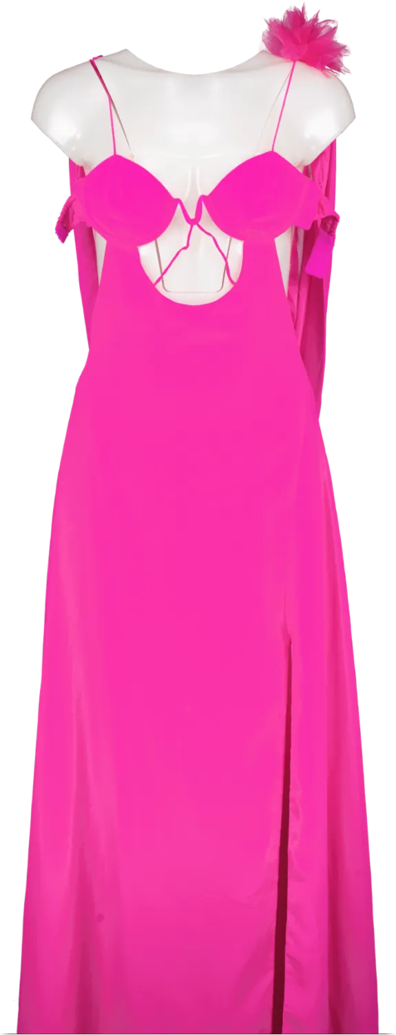 For Love & Lemons Pink Cut Out Front Maxi Dress With Drape UK XS