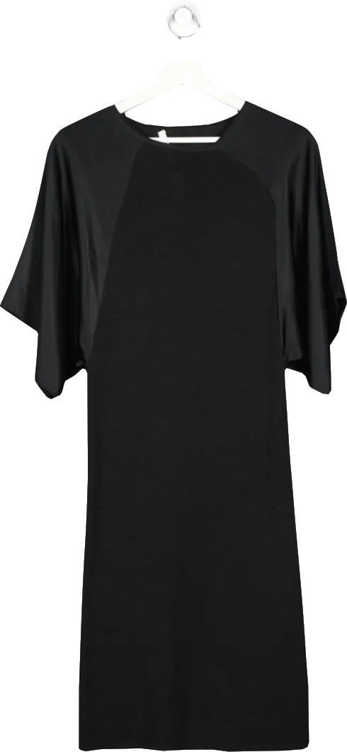 GIvenchy Black Merino Wool Dress With Silk Sleeves UK M