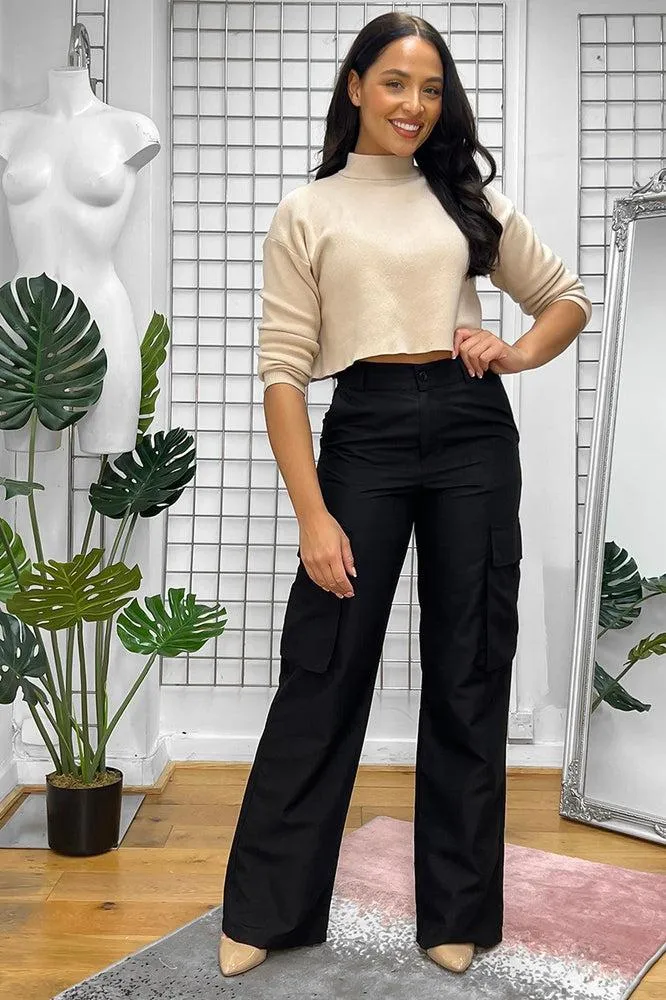 High Waist Shell Cargo Trousers