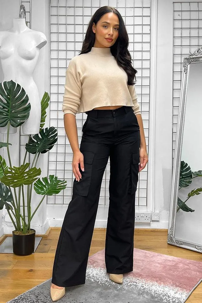 High Waist Shell Cargo Trousers