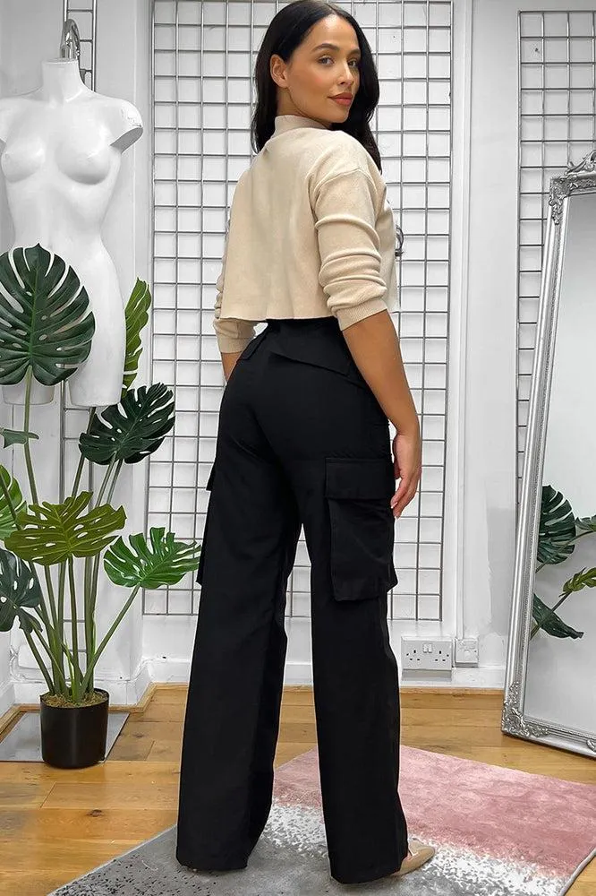 High Waist Shell Cargo Trousers