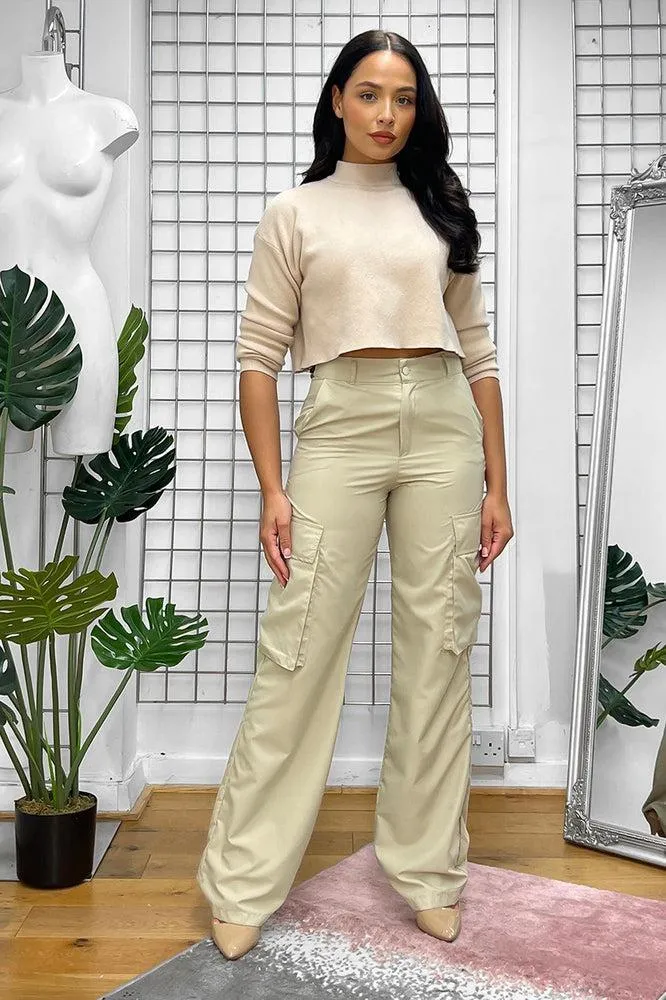 High Waist Shell Cargo Trousers