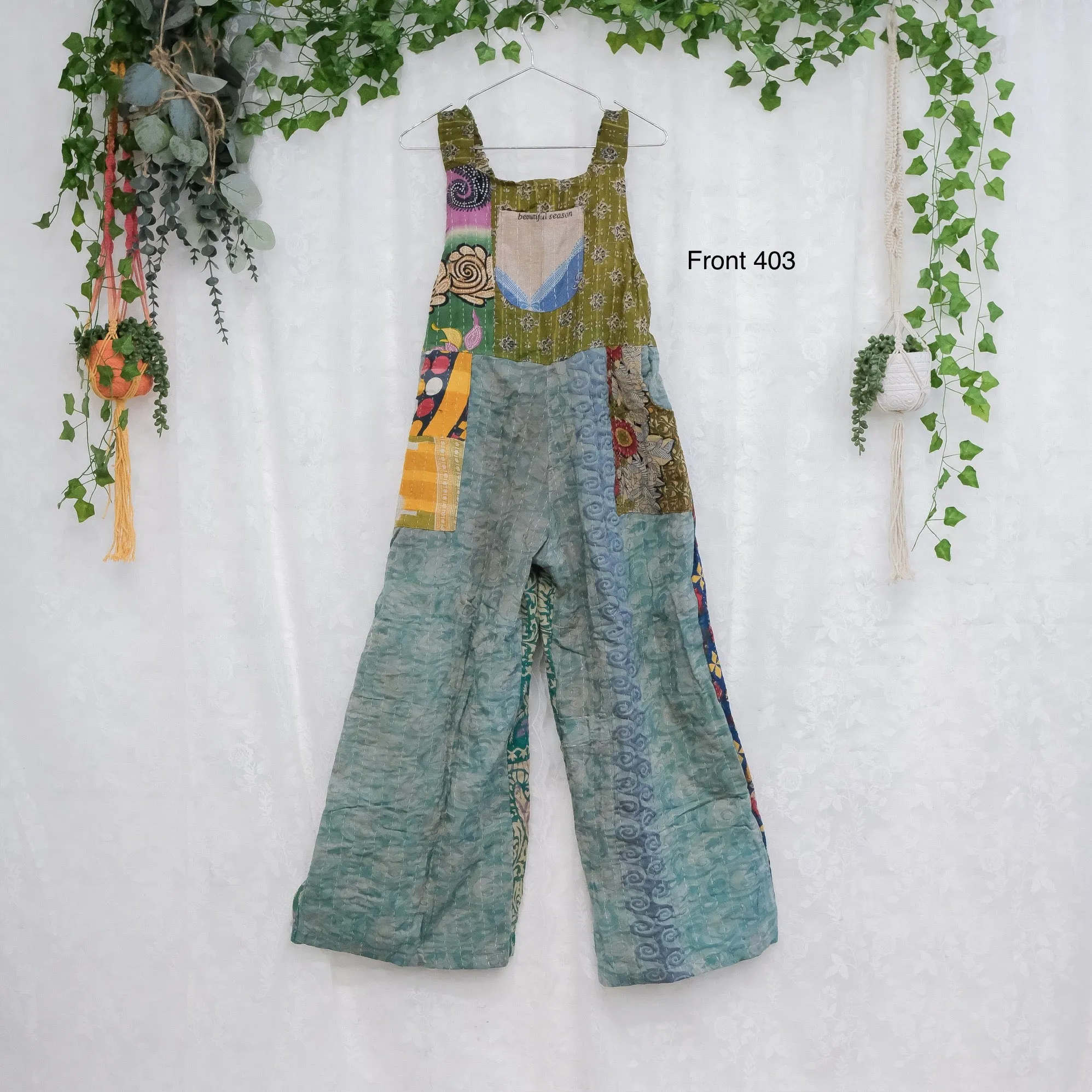 Kantha Boho Wide Leg Jumpsuit with Pockets