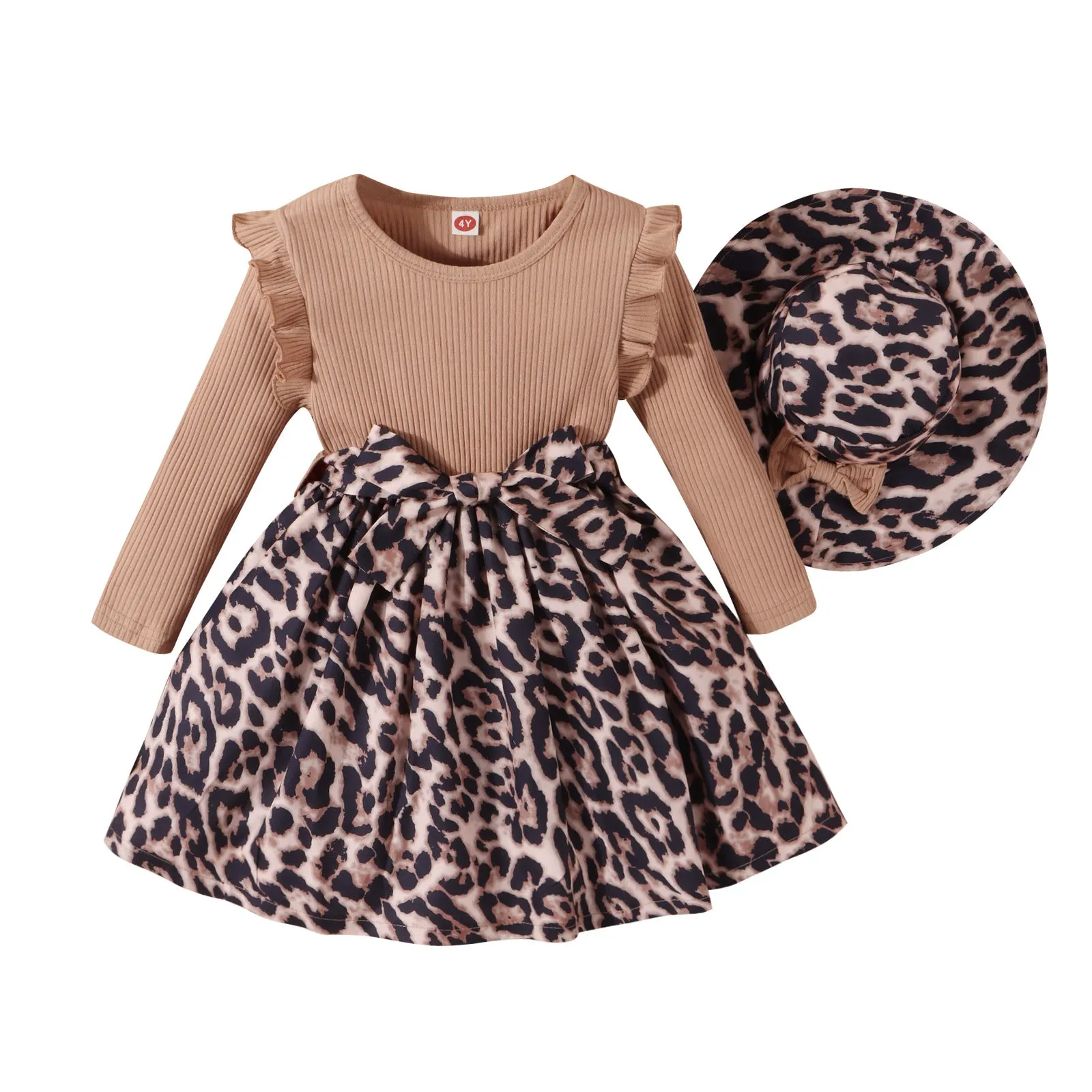 Kid Girls Leopard print Dresses Wholesale 24011135