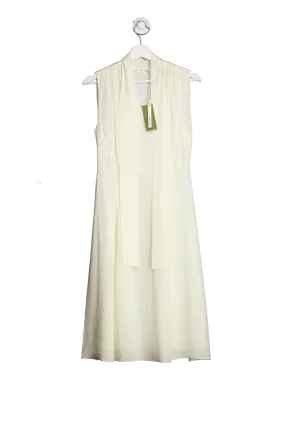 LILYSILK Cream 100% Silk Saudade Tie Neck Midi Dress UK 4