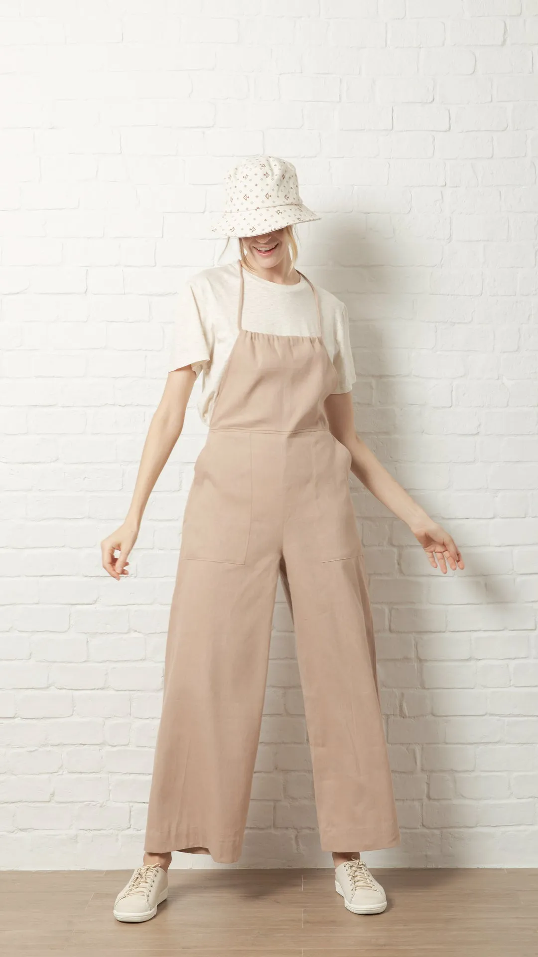 Linen CocoaStitch Brown Camisole Jumpsuit