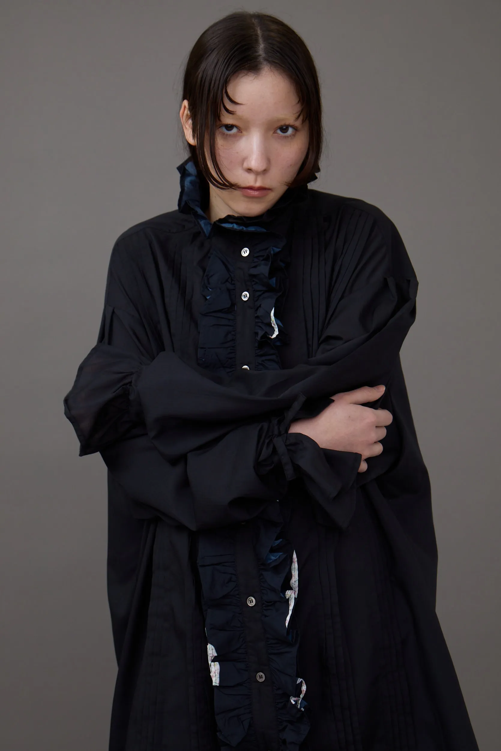 Little Flower Frill Blouse / Black