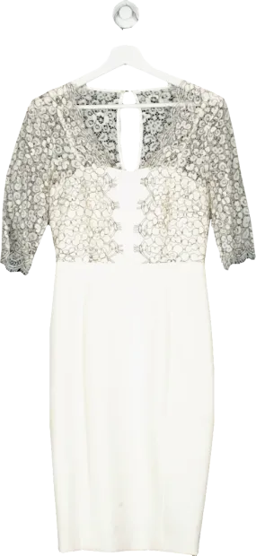 LK Bennett White Lace Trimmed Midi Dress UK 8