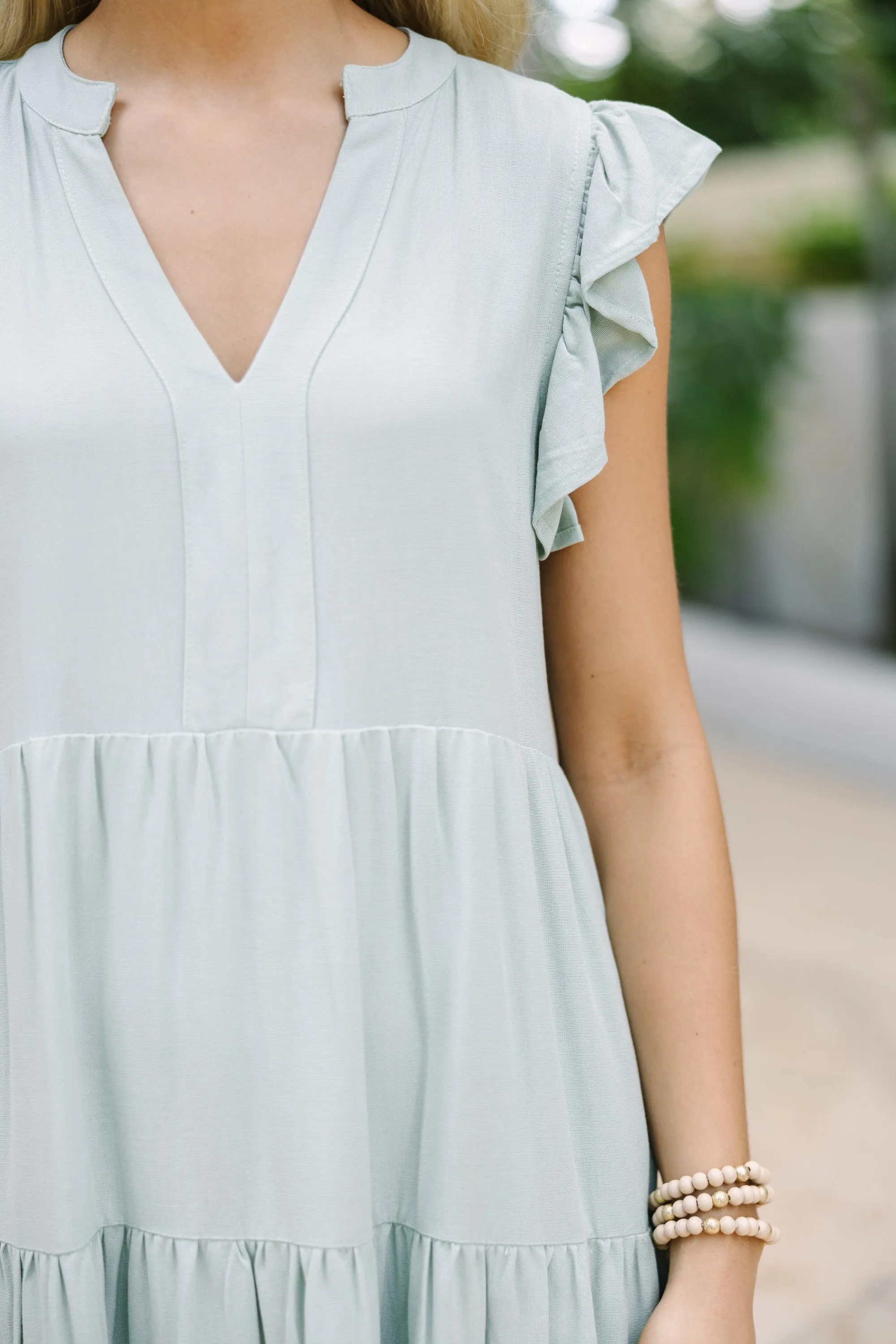 Make It Your Own Sage Green Tiered Dress