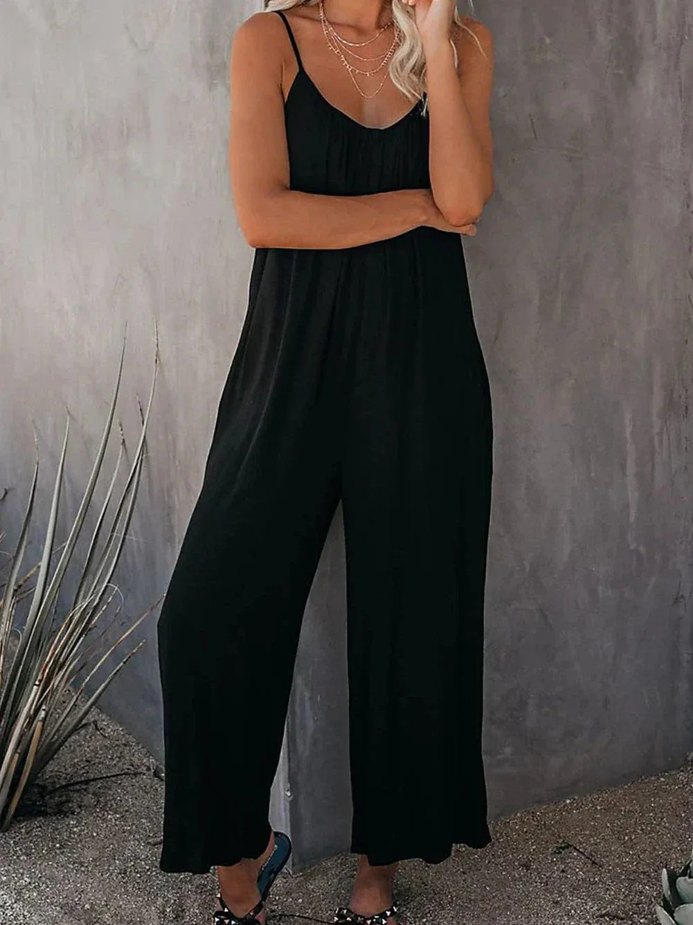 Navy Blue Wide Leg Jumpsuit for Effortless Summer Style