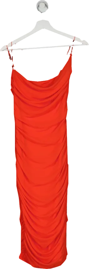 Oh Polly Faithful Cowl Neck Midi Dress In Red UK 12