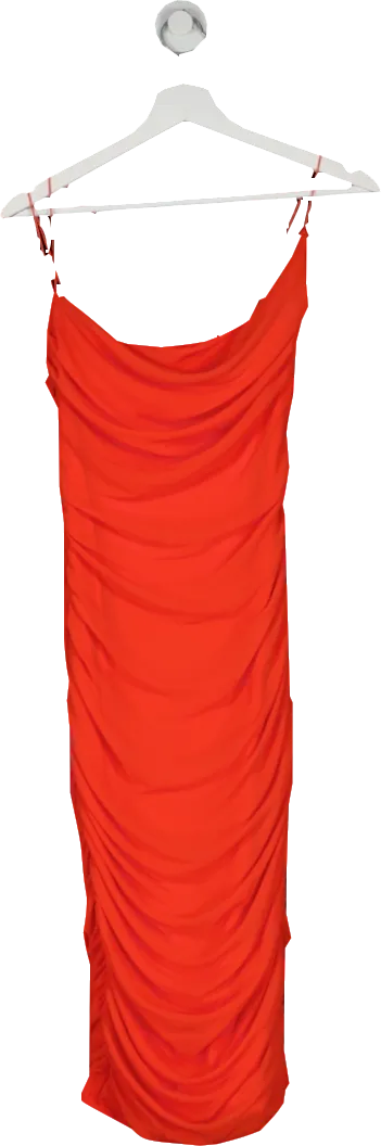 Oh Polly Faithful Cowl Neck Midi Dress In Red UK 12