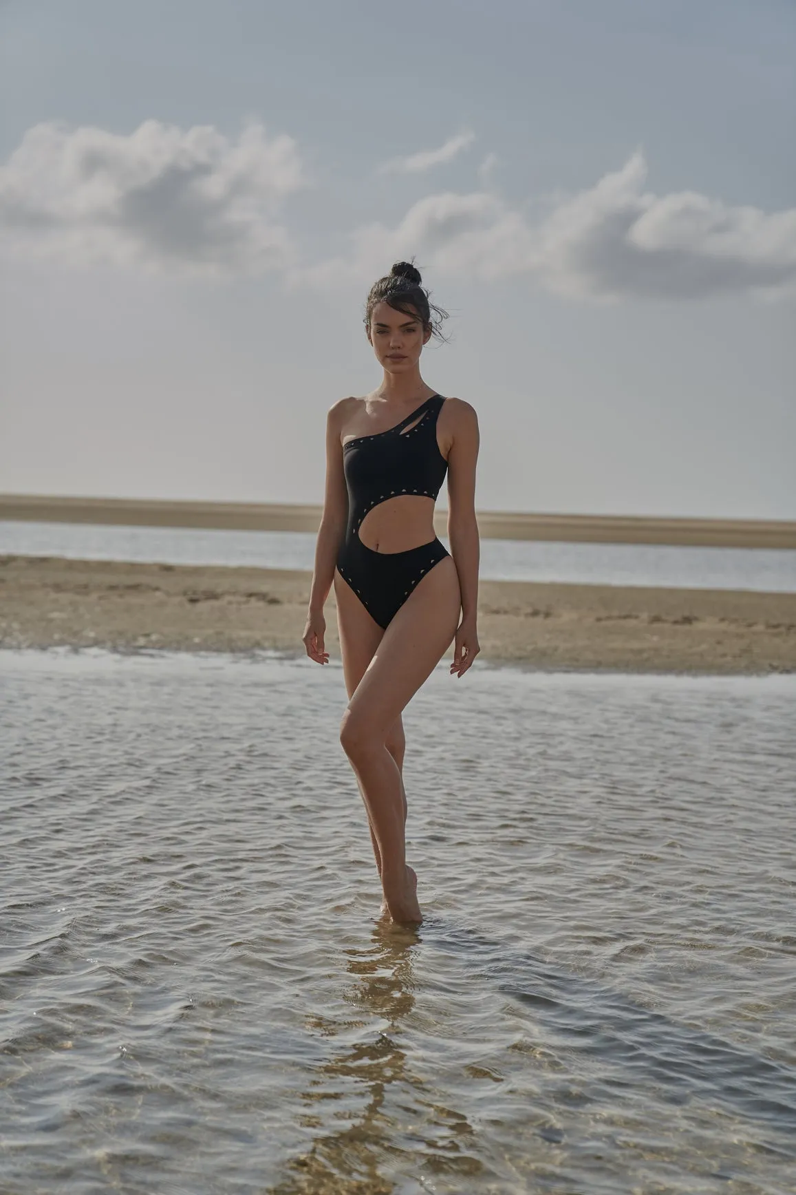 One Shoulder Laser Cut Swimsuit