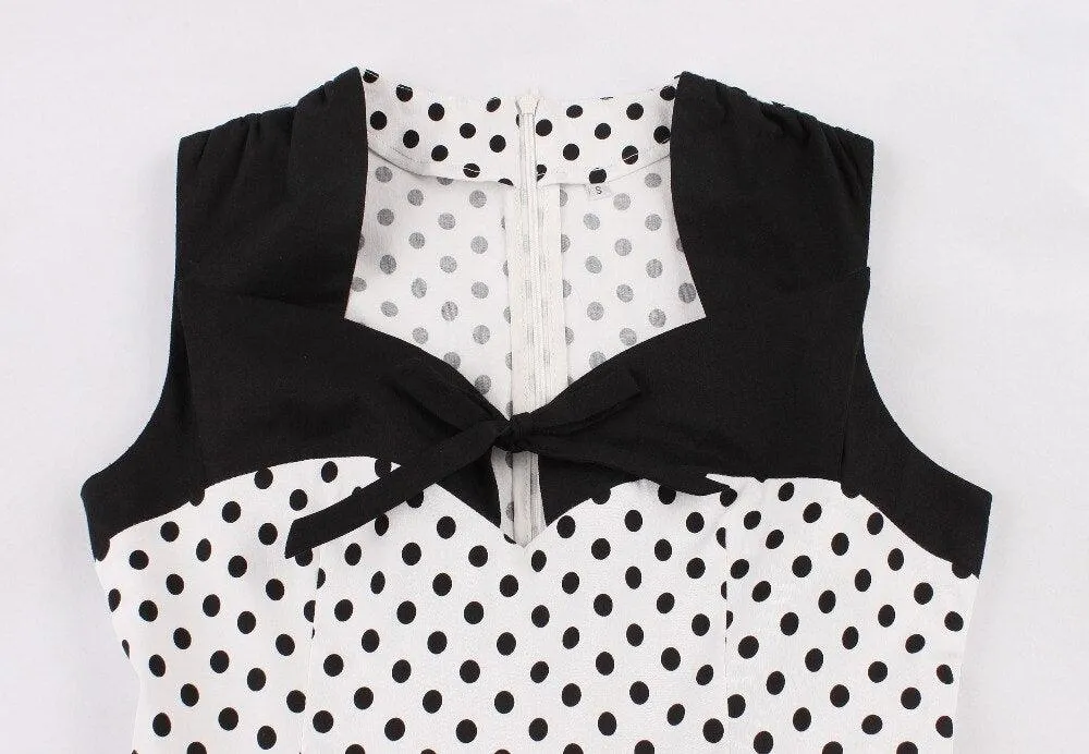 Polka Dot Women Retro Dress Female Sleeveless 1950s 60s