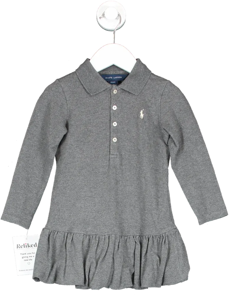 Polo Ralph Lauren Grey Long Sleeve Polo Dress 2 Years