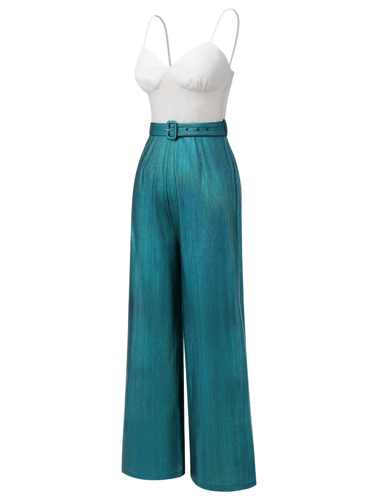 [Pre-Sale] Blue 1930s Laser Flashing Spaghetti Strap Jumpsuit