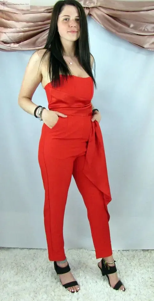 Red strapless Jumpsuit